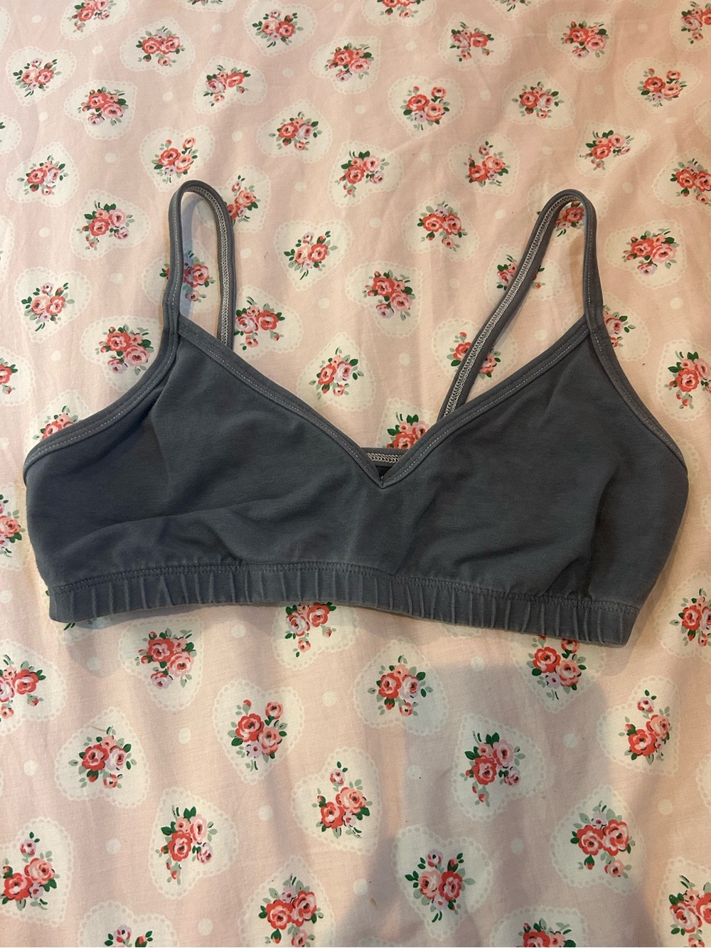 S Blue Canoe Organic Cotton Bralette | Custom Hand-Dyed Blue Gray One of a Kind